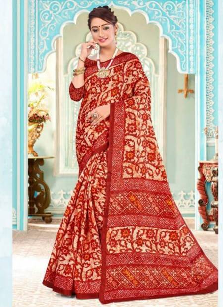 Red Colour ALVEERA KHUSHBOO Designer Fancy Casual Wear Digital Print Tussar Satin Saree Collection 1003